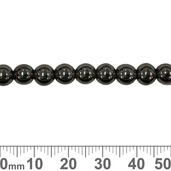 "Hematine" 6mm Round Beads