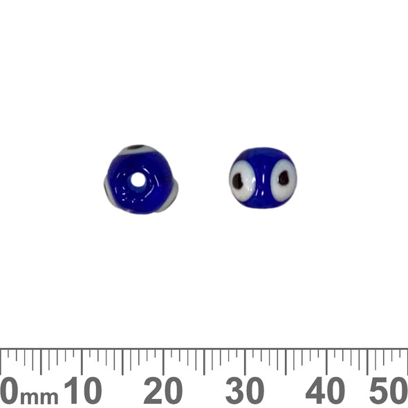 Blue Evil Eye 8mm Round Glass Beads
