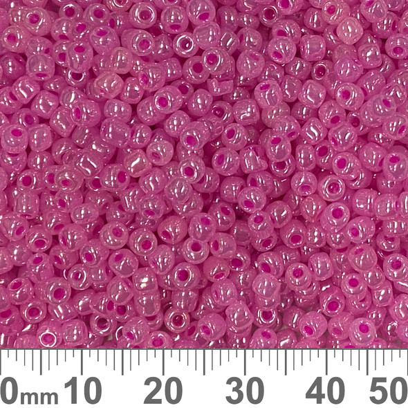 8/0 Opaque Bright Pink Ceylon Seed Beads