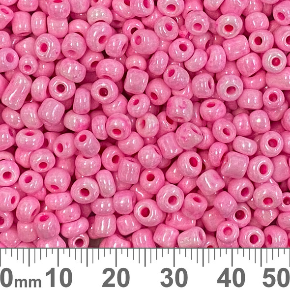 CLEARANCE (Low Durability) 6/0 Hot Coat Baby Pink Glass Seed Beads (Tube)