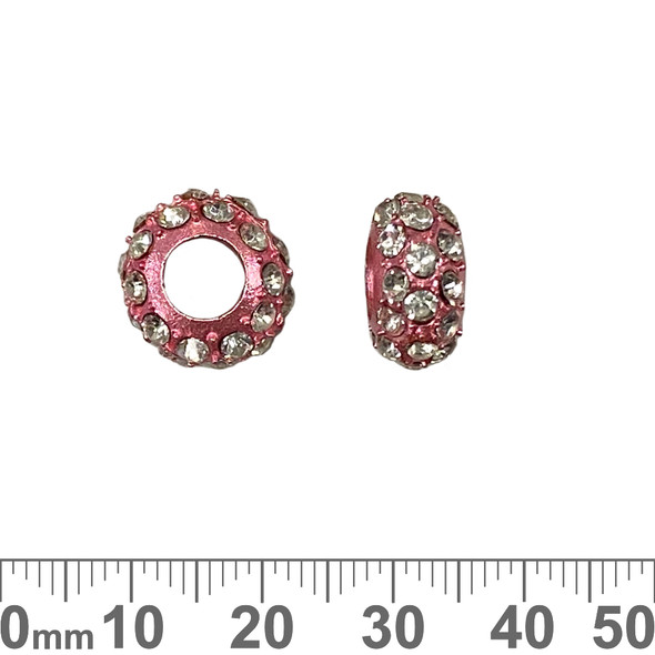 Pink Sparkle Large Hole Metal Bead