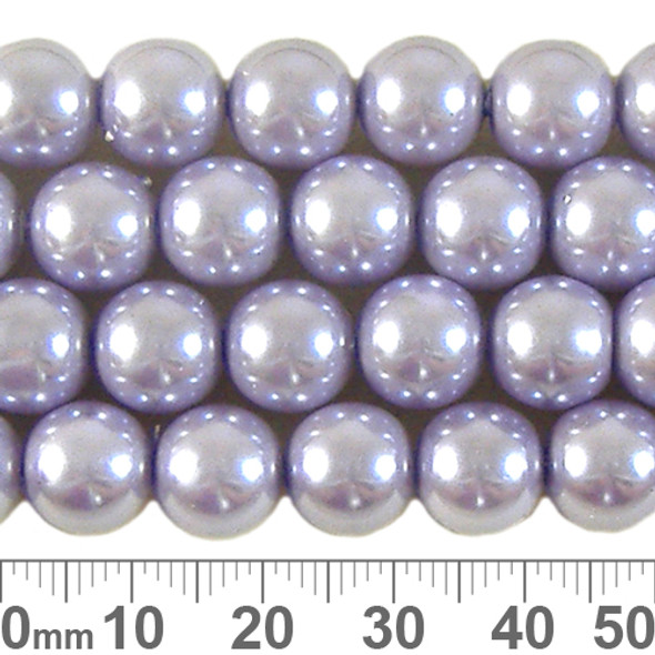 10mm Lavender Glass Pearl Strands