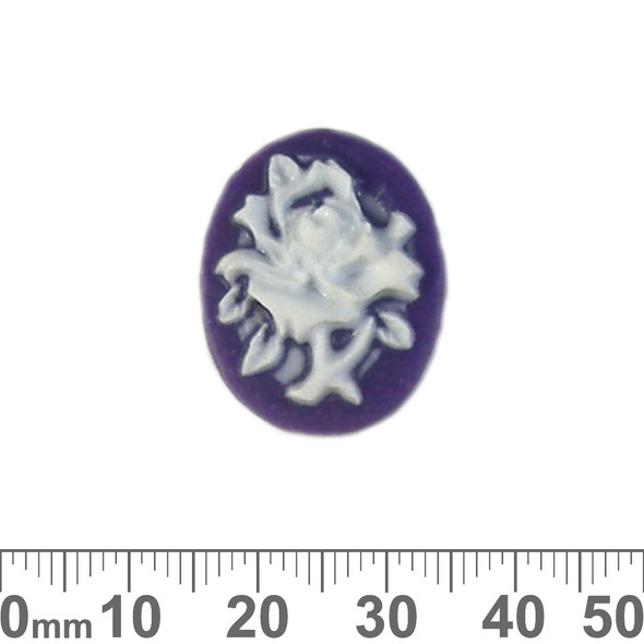 24mm Purple/White Rose Resin Oval Cameo