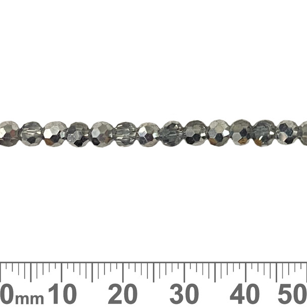 Smoky Quartz Grey 4mm Round Glass Crystal Strands