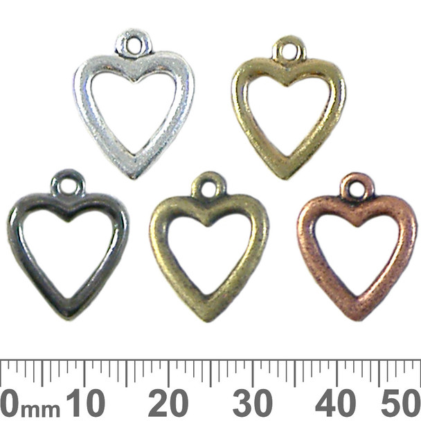 Small Open Heart Metal Charms
