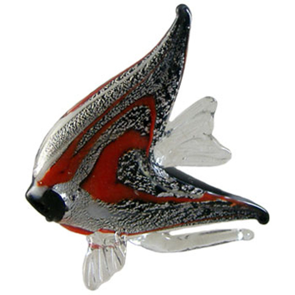 Black, Red & Silver Glass Angel Fish Ornament