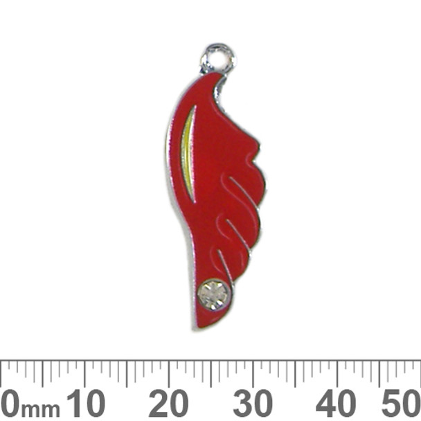 Red/Yellow Feather Enamel Metal Charm