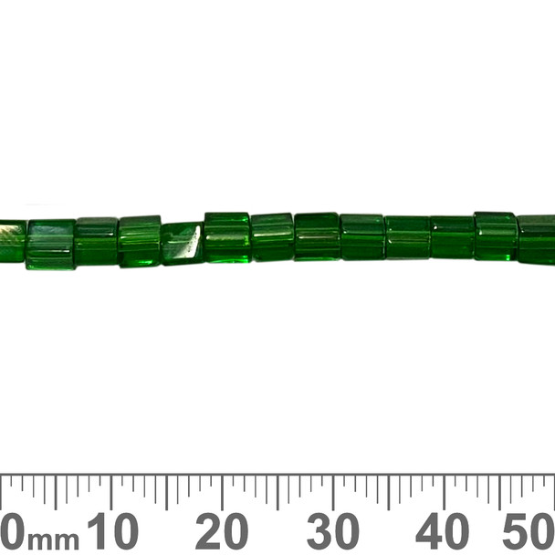 4mm Cube Dark Green Glass Bead Strands
