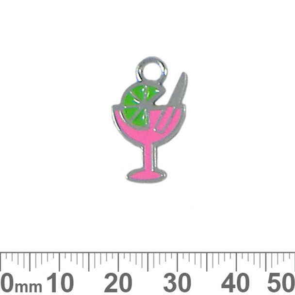 Pink Cocktail Enamel Metal Charm