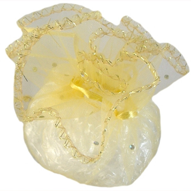 BULK Golden Small Organza Drawstring Pouches