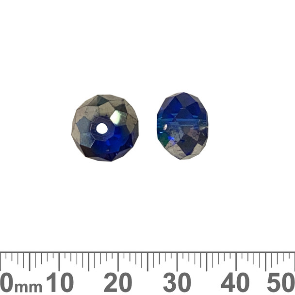 Blue/Silver 12mm Rondelle Glass Crystal Beads