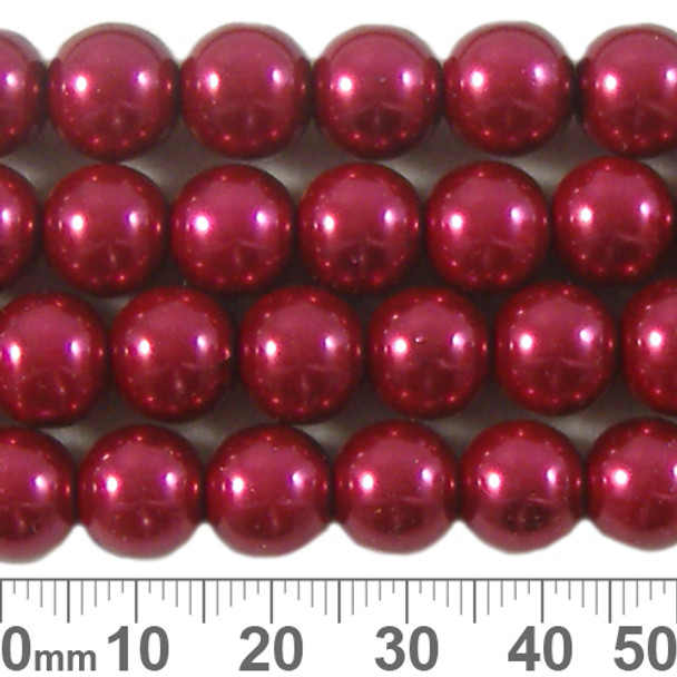 10mm Deep Red Glass Pearl Strands