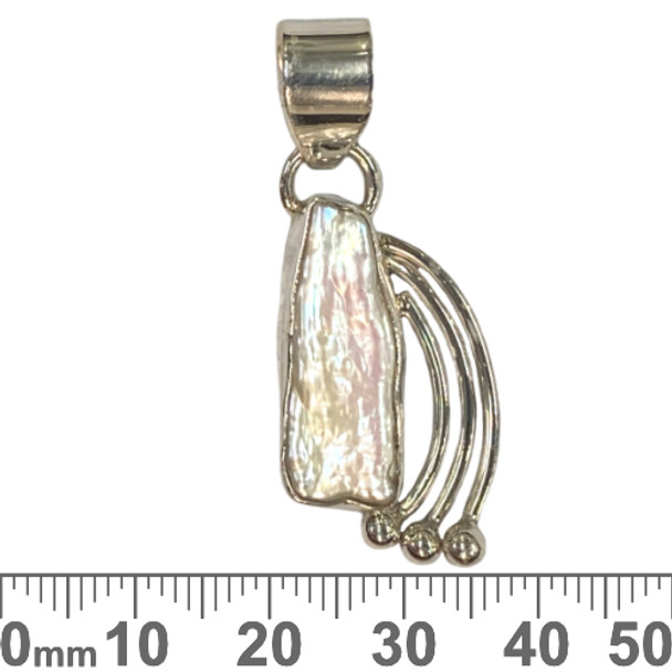 Small MOP Freeform Sterling Silver Pendant