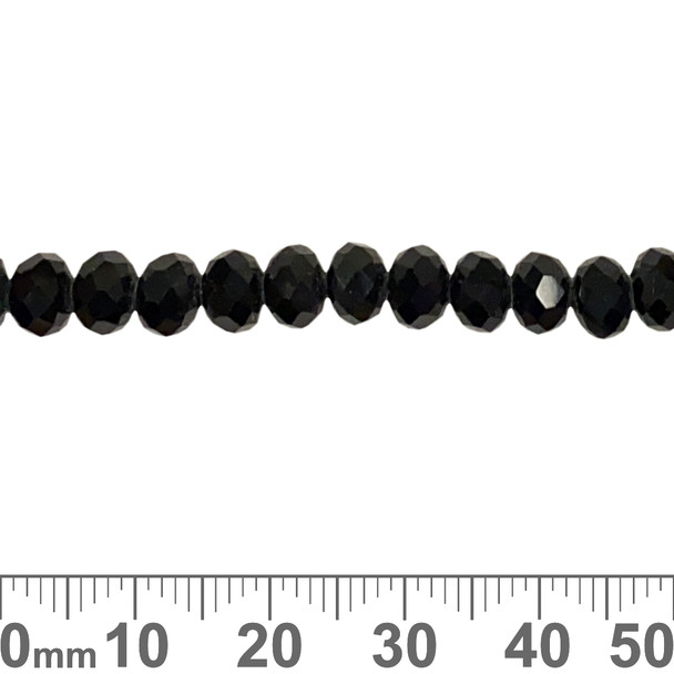 Jet Black 6mm Rondelle Glass Crystal Strands