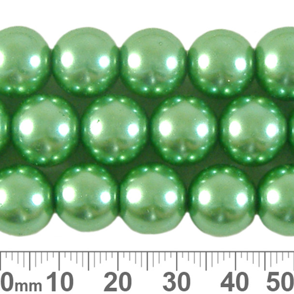 12mm Medium Green Glass Pearl Strands