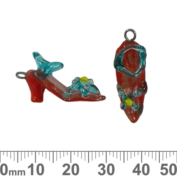 Red High Heel Shoe Glass Charm