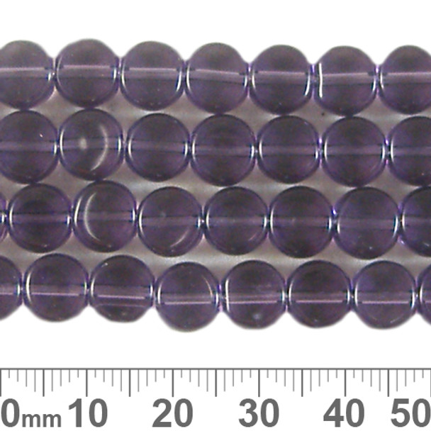 8mm Purple Flat Round Glass Bead Strands