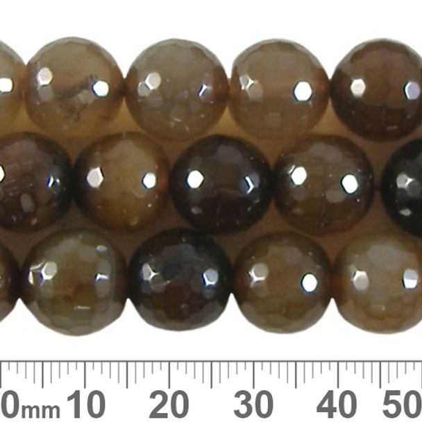 Coffee Dyed Agate 12mm Round Faceted Beads