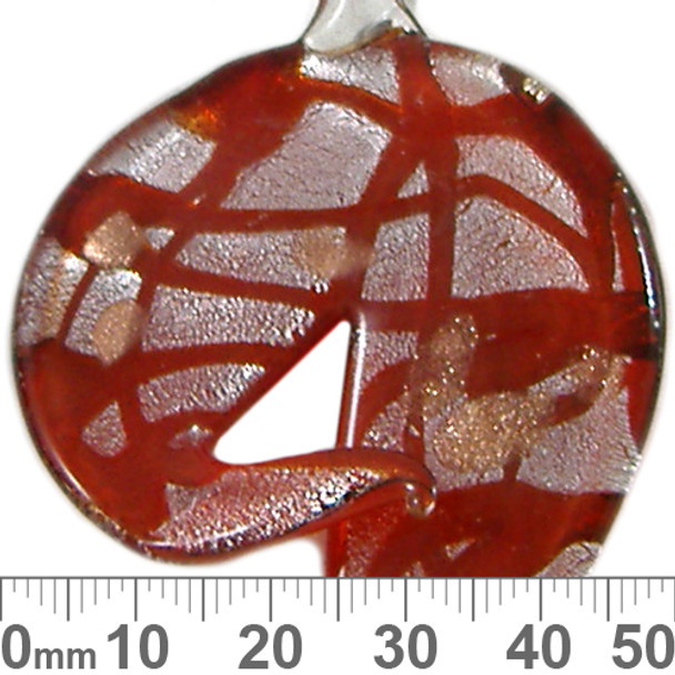 Large Red Swirled Freeform Glass Pendant