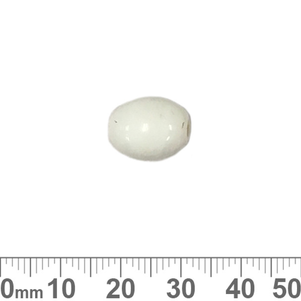 Opaque White 13mm Oval Glass Beads