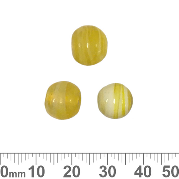 Lemon/White 10mm Round Glass Beads
