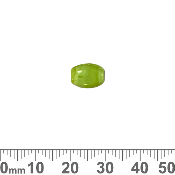 Opaque Lime Green 10mm Flat Oval Glass Beads