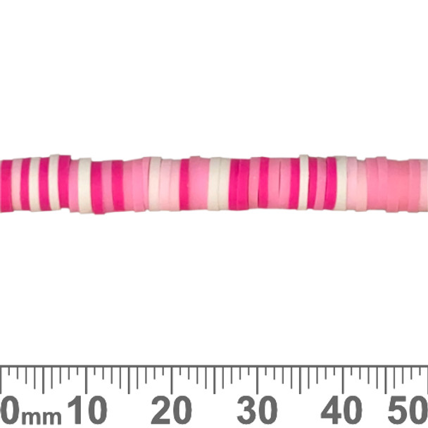 6mm Pink Heishi Polymer Clay Bead Strands