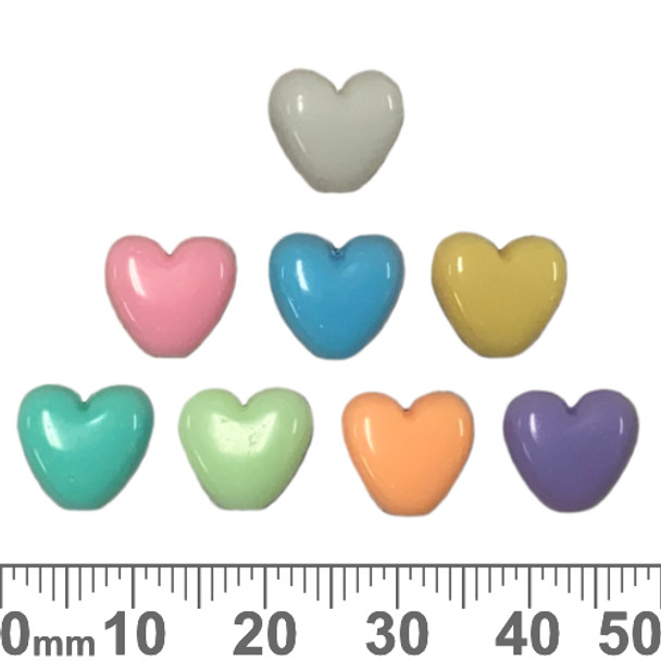 Pastel 9mm Acrylic Heart Bead Mix