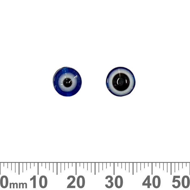 Dark Blue 8mm Flat Round Resin Evil Eye Beads