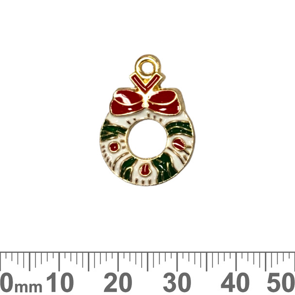 Christmas Wreath Enamel Metal Charm