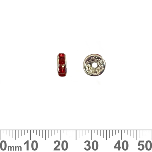 8mm Rondelle Diamante Spacers (Silver/Red)