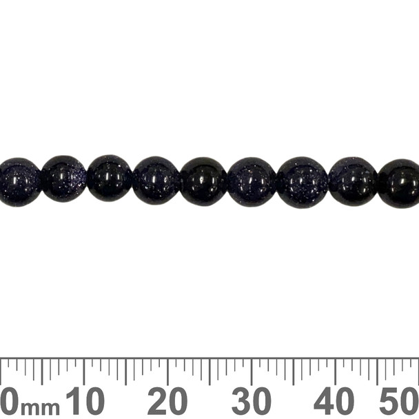 Blue Goldstone 6mm Round Beads
