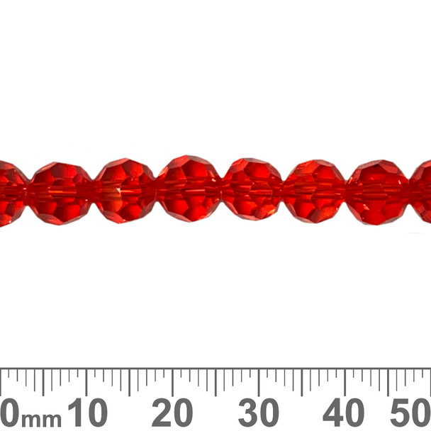 Fire Red 8mm Round Glass Crystal Strands