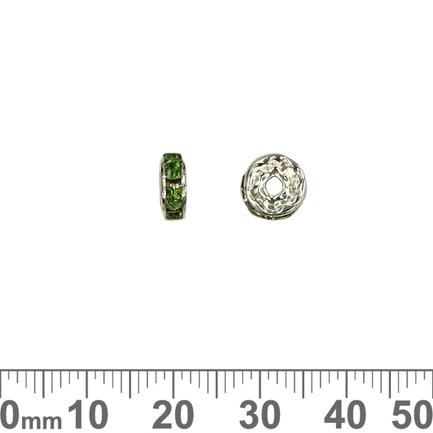 8mm Rondelle Diamante Spacers (Silver/Green)