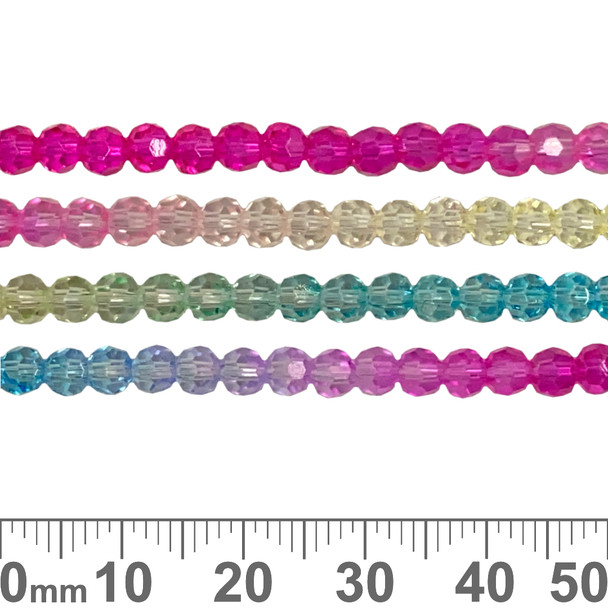 Pink Rainbow 4mm Round Glass Crystal Strands