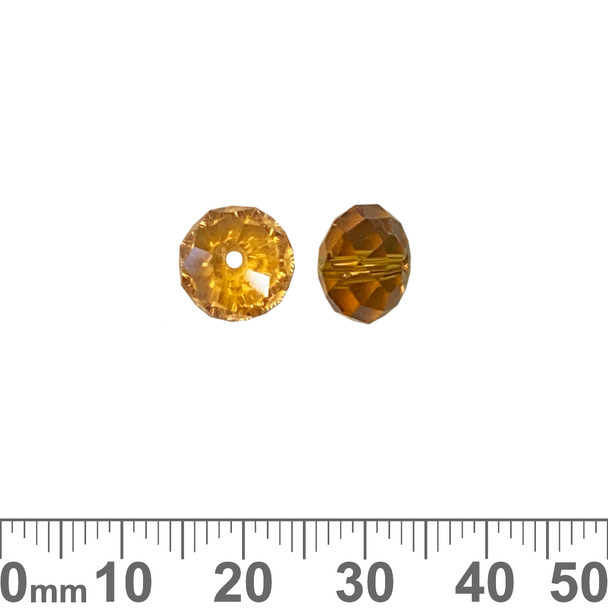 Amber Brown 10mm Rondelle Glass Crystal Beads