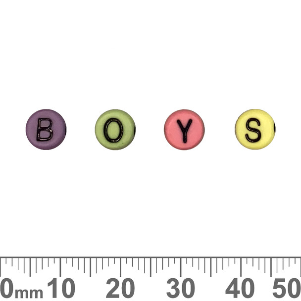BOYS Flat Round Acrylic Alphabet Beads