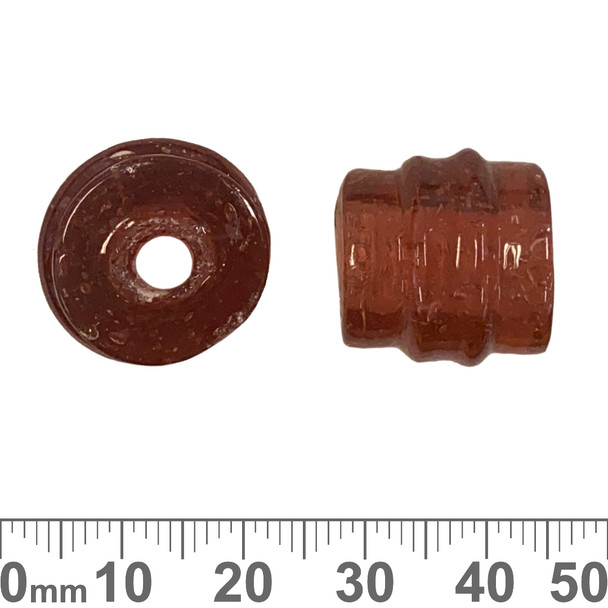 Salmon 18mm Large Hole Ridged Tube Glass Beads