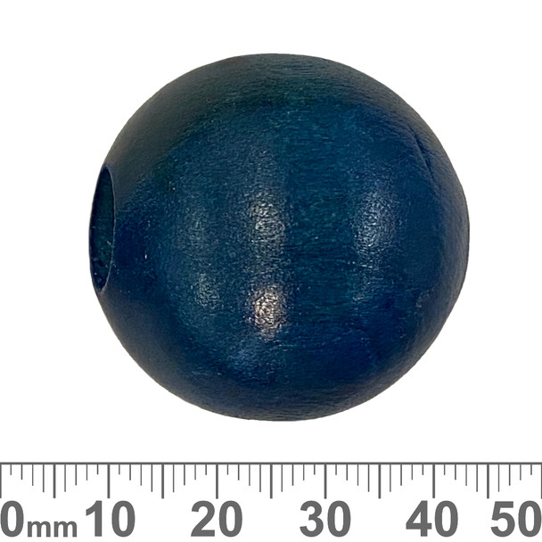 Blue 30mm Round Wooden Beads
