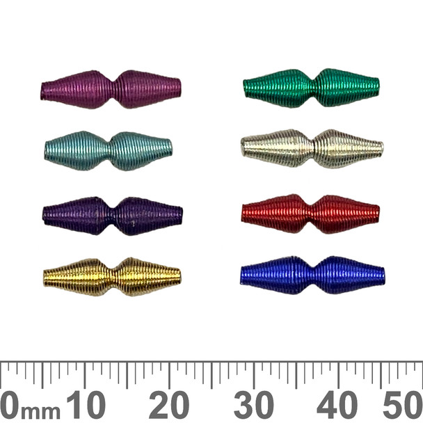 16mm Wire Coil Pinched Hourglass Metal Beads (Rainbow)