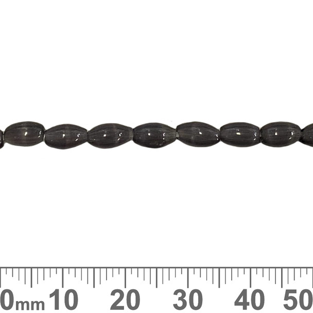 7mm Oval Black Cats Eye Strands