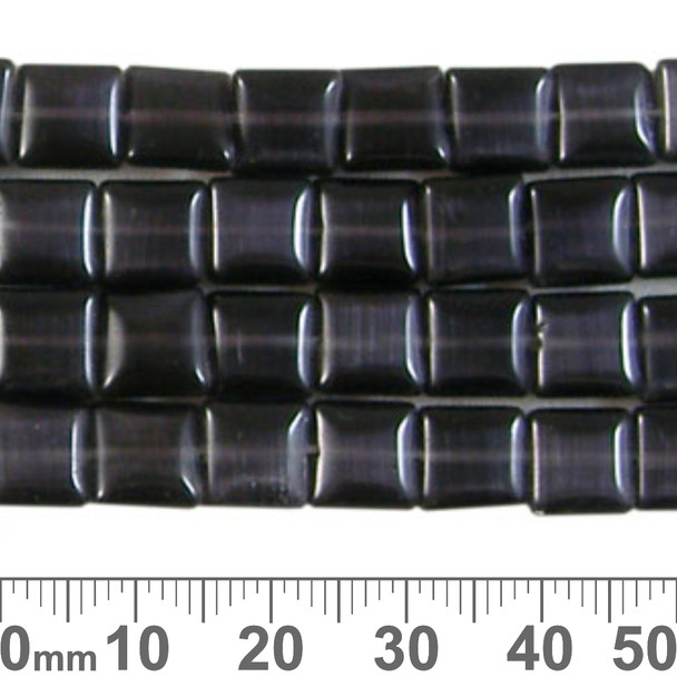 8mm Flat Puffy Square Black Cats Eye Strands