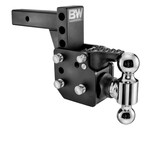 B&W Hitches Tow and Stow Adjustable Pintle Drop Hitch | 2" Receiver, 6" Drop, 4" Rise, Dual Ball 2-5/16" x 2" | Universal