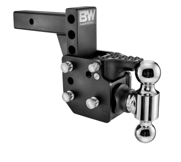 B&W Hitches Tow and Stow Adjustable Pintle Drop Hitch | 2" Receiver, 6" Drop, 4" Rise, Dual Ball 2-5/16" x 2" | Universal