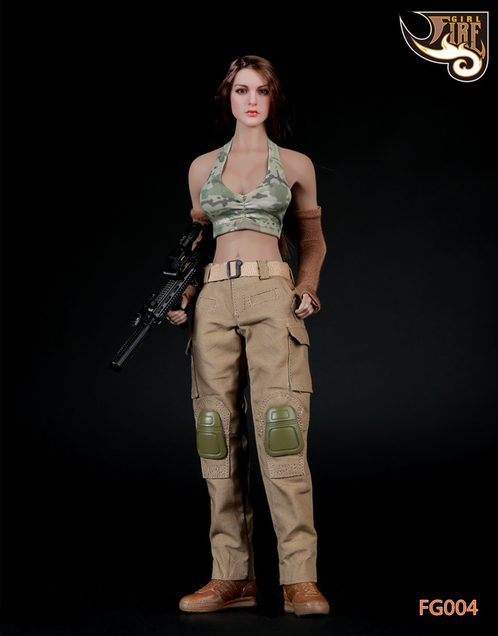 [FG-004] FIRE GIRL Tan Tactical Female Shooter Accessory - EKIA Hobbies
