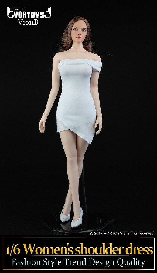 [VOR-1011B] VORTOYS 1/6 Women's White Shoulder Dress - EKIA Hobbies