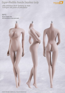 [PL-LB2015S07C] Phicen Limited Super-Flexible Female Seamless Large Breast Body with Stainless Steel Skeleton in Pale