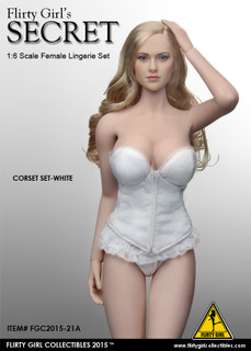 [FGC-2015-21A] 1:6 Flirty Girl Female Figures Corset Lingerie Set in White