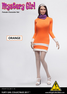 [FGC2017-18] 1:6 Flirty Girl's Orange Mystery Girl Sheath Dress & Head Sculpt