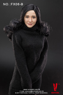 [VCF-FX06B] Very Cool Asian Actress Headsculpt with Black Curly Hair 3.0 1/6 Female Body